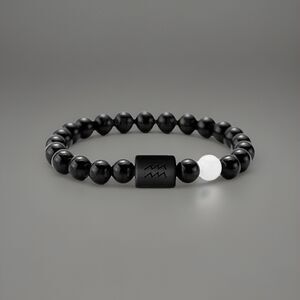 Aquarius Onyx Beaded Stretch Bracelet - Air Element - Natural Healing Stone